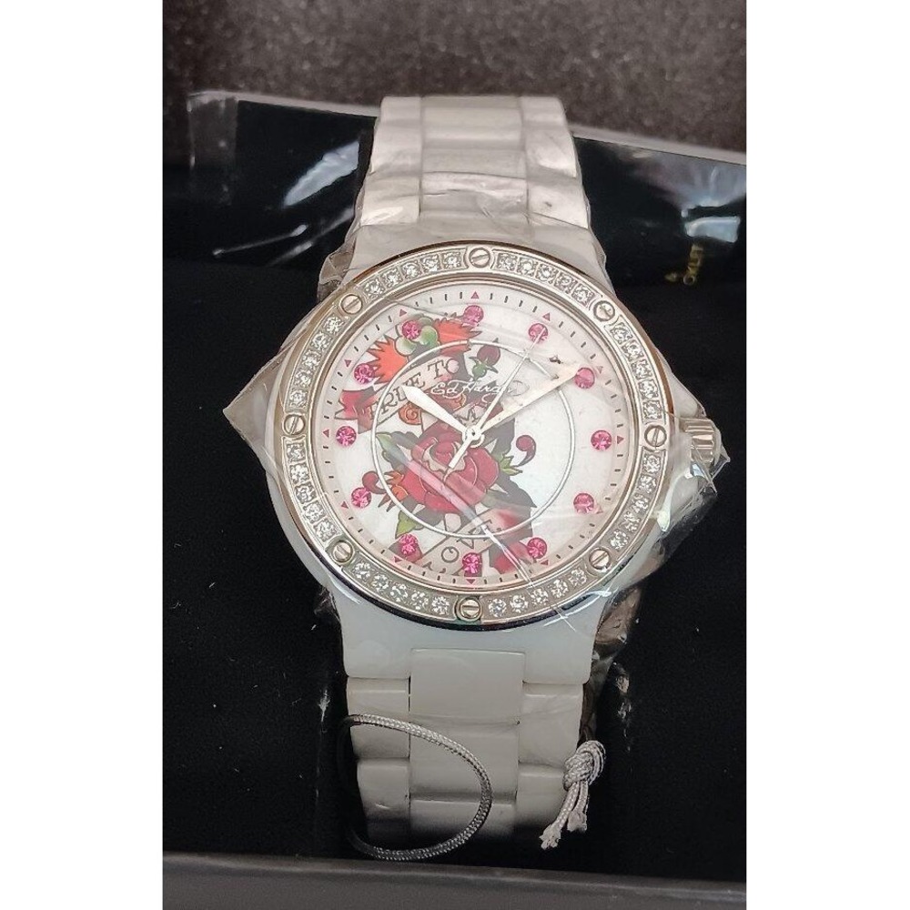 NIB Ed Hardy Wristwatch True To My Love Swarovski Crystals New Watch